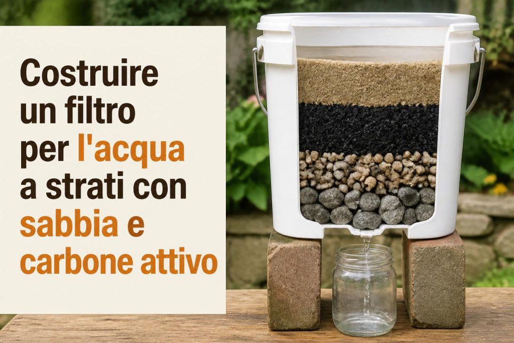 Costruire un filtro per l’acqua a strati con sabbia e carbone attivo