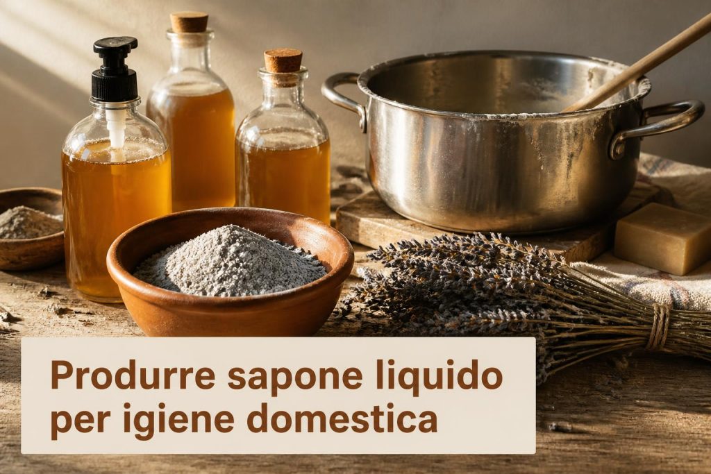 Produrre sapone liquido per igiene domestica con cenere e grassi